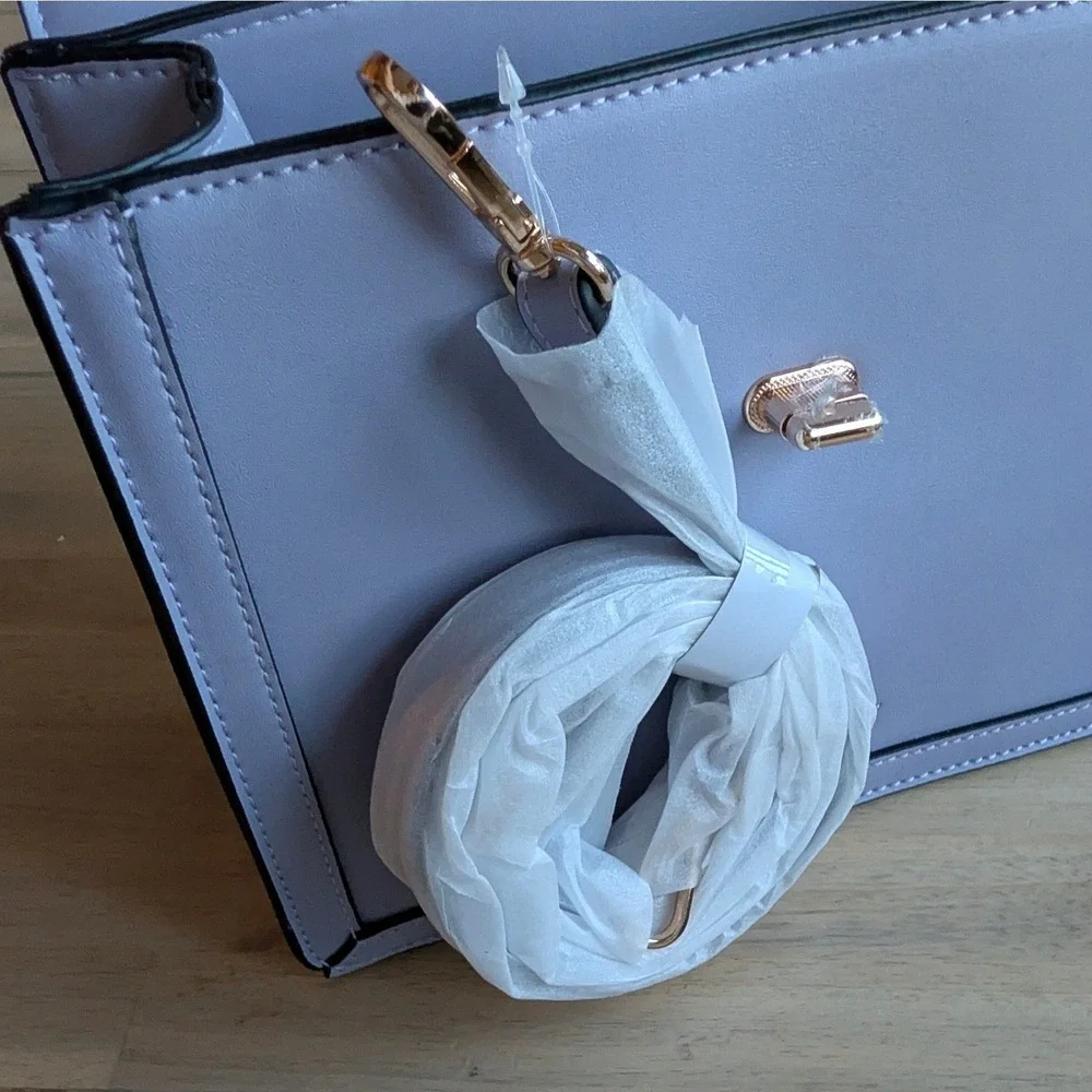 Allen Solly Violet Structured Top Handle Satchel/Crossbody Bag Gold Hardware NWT
